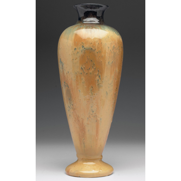 Appraisal: Fulper vase bulbous and footed shape covered with a tan