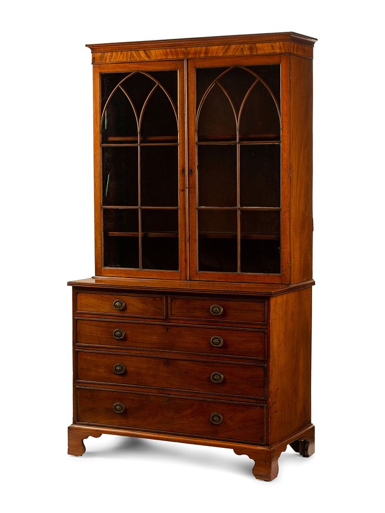 Appraisal: A Regency Style Mahogany Secretary Bookcase Height x width x