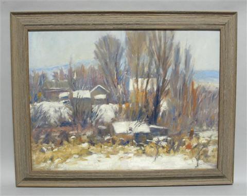 Appraisal: DOYLE SHAW AMERICAN - HOUSES IN A WINTER LANDSCAPE Oil