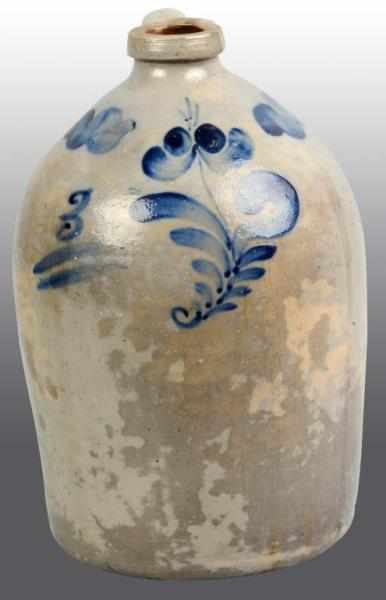 Appraisal: -Gallon Stoneware Jug Description Freehand floral decoration With handles Some