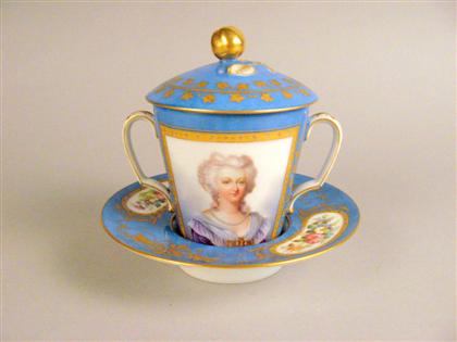 Appraisal: Sevres style 'bleu-celeste' trembleuse cup and saucer th century The