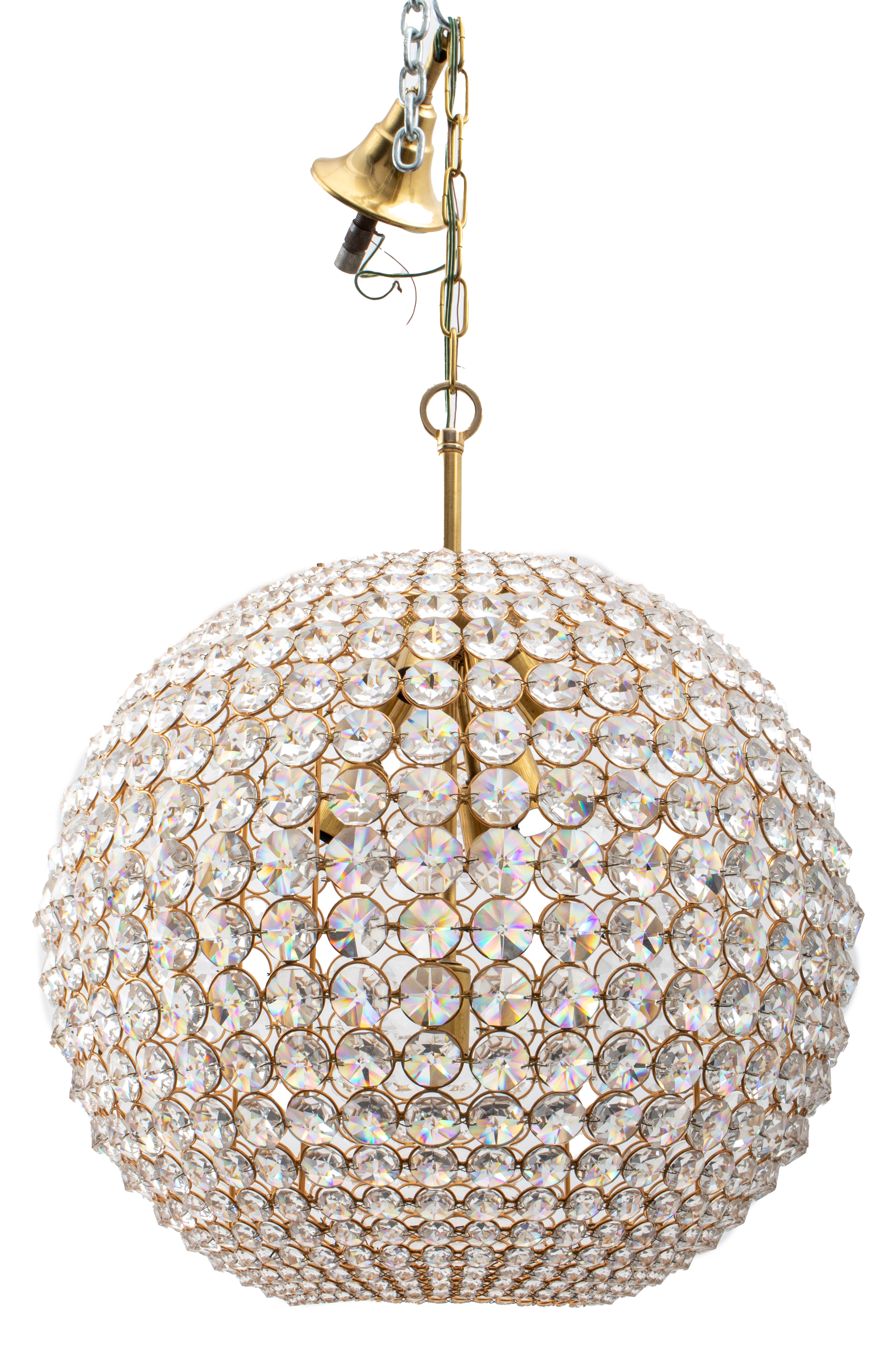 Appraisal: J L LOBMEYR VIENNA CRYSTAL BALL CHANDELIER J L Lobmeyr