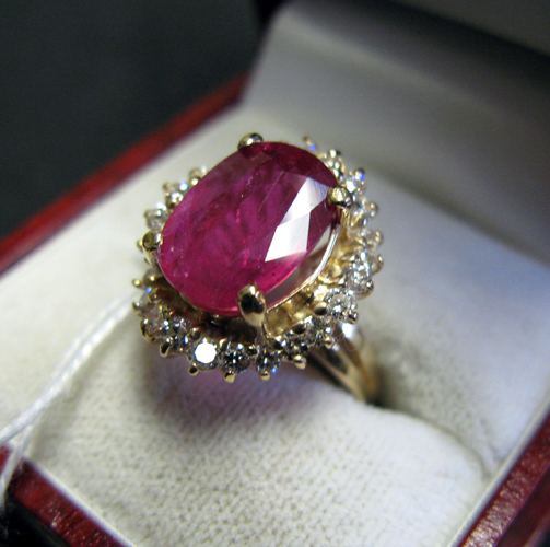 Appraisal: RUBY DIAMOND AND FOURTEEN KARAT GOLD RING WITH APPRAISAL round