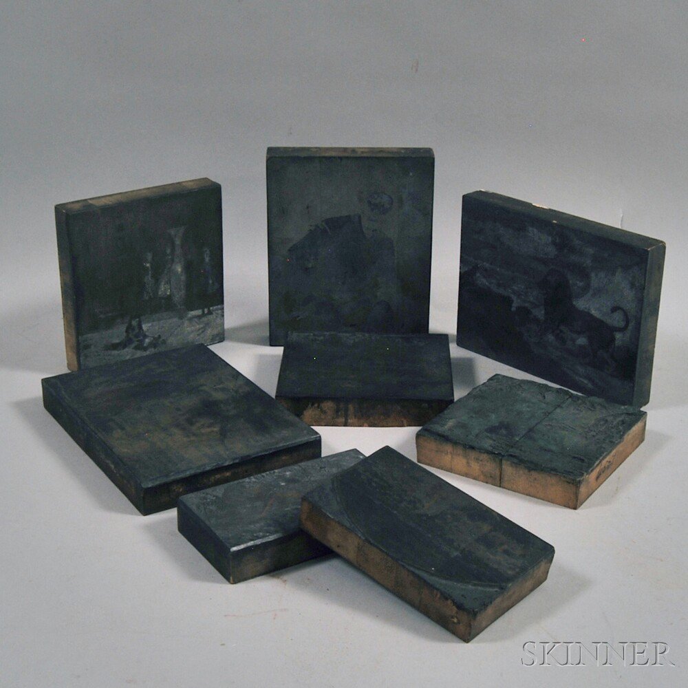 Appraisal: Eight Wooden Printing Blocks for Book Illustrations including copies of