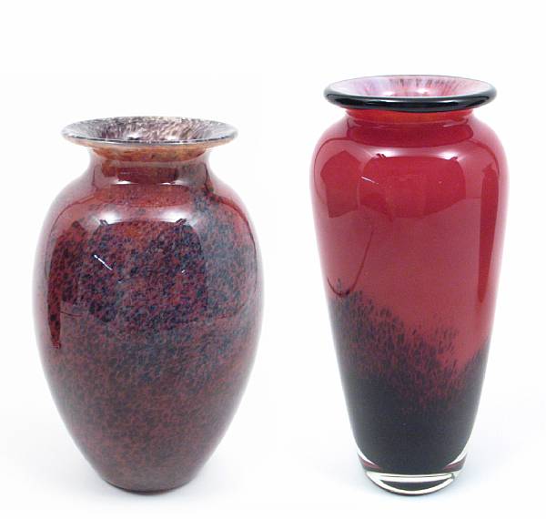 Appraisal: Two Orient amp Flume Art glass vases each inscribed Orient