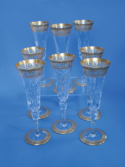 Appraisal: ST LOUIS A SET OF EIGHT CHAMPAGNE FLUTES with slender