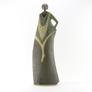 Appraisal: Large Contemporary Pottery Sculpture of a Posing Lady Large Contemporary