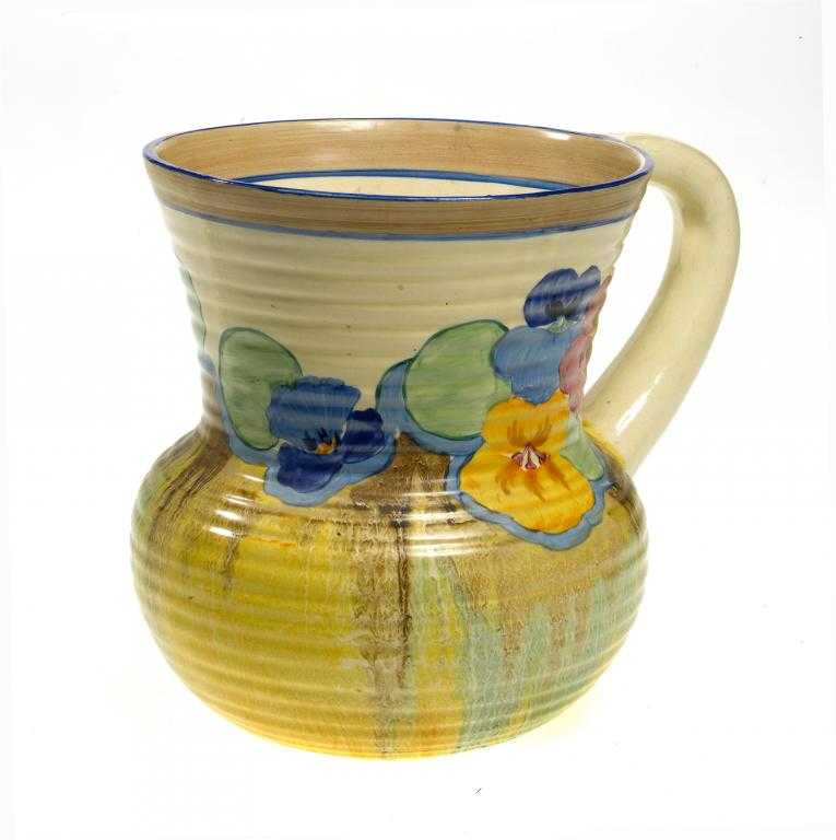 Appraisal: CLARICE CLIFF AN A J WILKINSON PANSIES JUG cm h