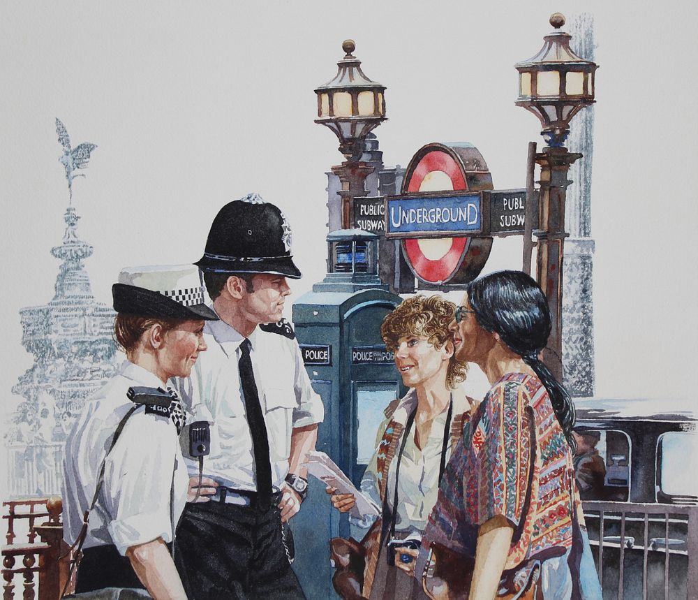 Appraisal: Brian Sanders B Police Watercolor Brian Sanders British B Policeman