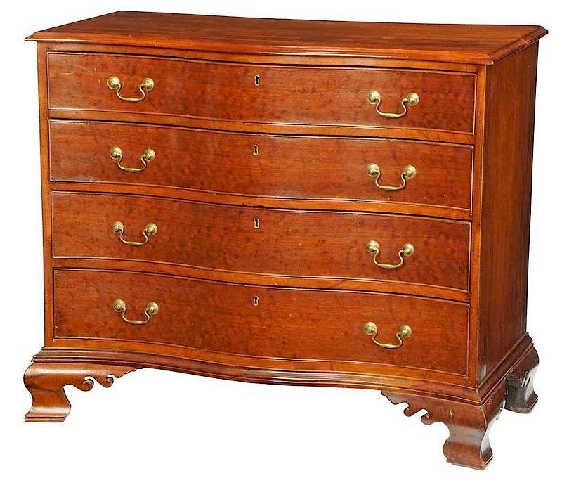 Appraisal: Connecticut Chippendale Mahogany Chest late th century serpentine form four