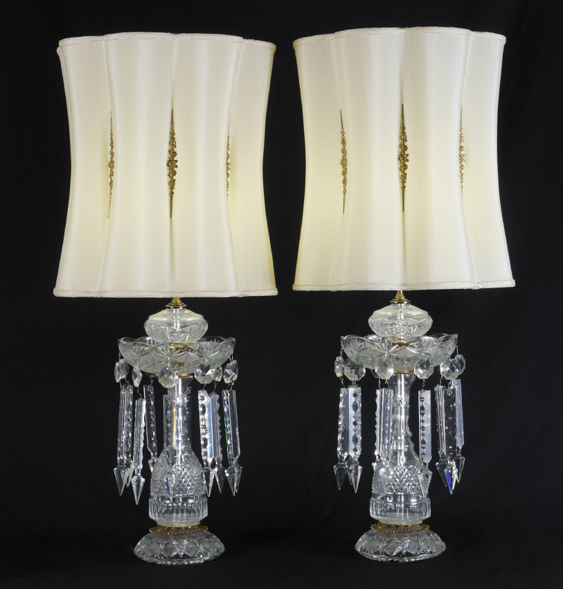 Appraisal: AN IMPRESSIVE PAIR OF CUT GLASS AND CRYSTAL TABLE LAMPS