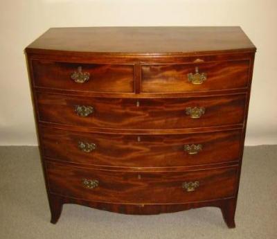 Appraisal: A VICTORIAN MAHOGANY CHEST of bowed form with reeded edged