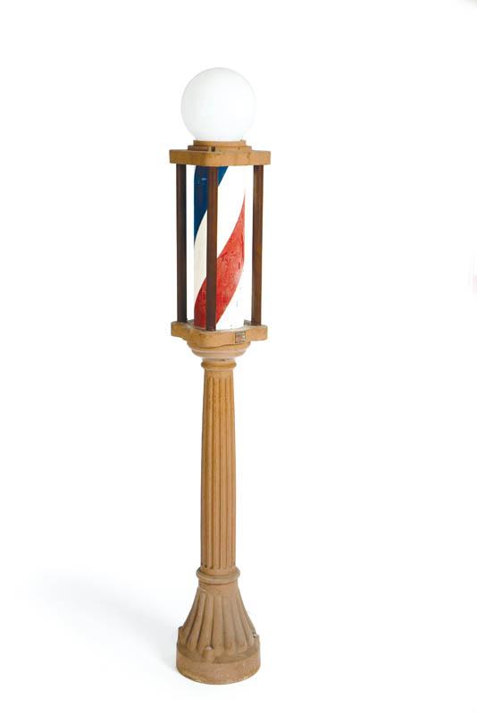 Appraisal: BARBER'S POLE Cast iron pole with fluted column and a