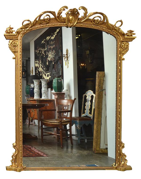 Appraisal: A TH CENTURY FRENCH GILTWOOD FRAMED OVER MANTEL MIRROR with