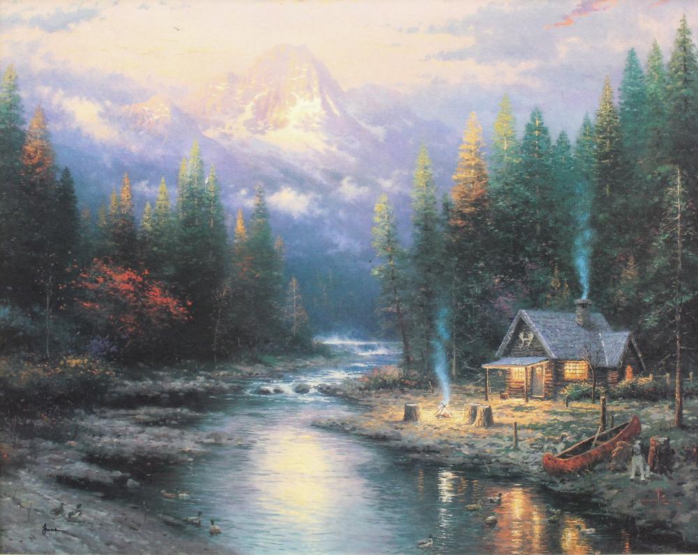 Appraisal: THOMAS KINKADE United States - embellished print on canvas The