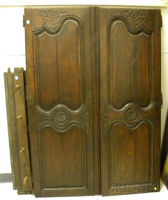 Appraisal: French Provincial Carved Oak Two-Door Armoire