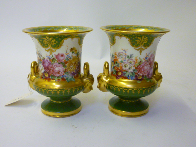 Appraisal: A PAIR OF FRENCH PORCELAIN CAMPANA VASES late th century