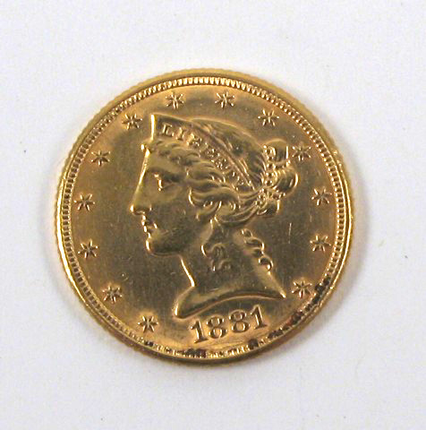 Appraisal: U S FIVE DOLLAR GOLD COIN Liberty head type -P