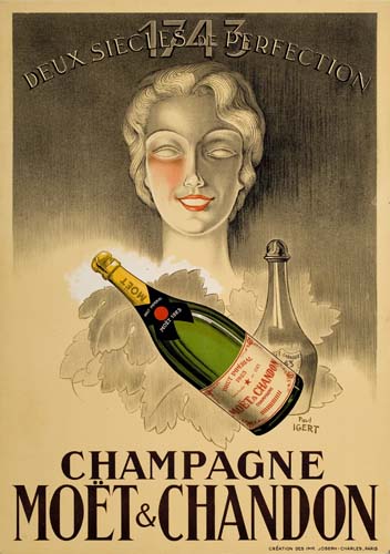 Appraisal: PAUL IGERT CHAMPAGNE MOET CHANDON x inches Joseph-Charles Paris Condition