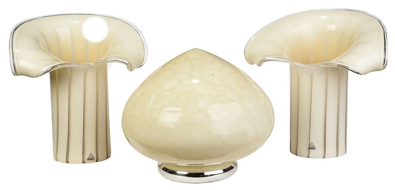 Appraisal: Three Modern Italian Murano Glass Table Lamps th century pair