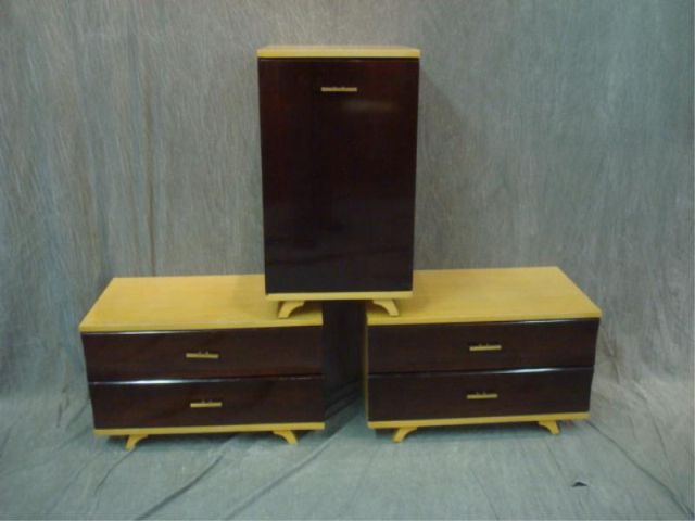 Appraisal: Pair of Blonde Midcentury Drawer End Tables together with a