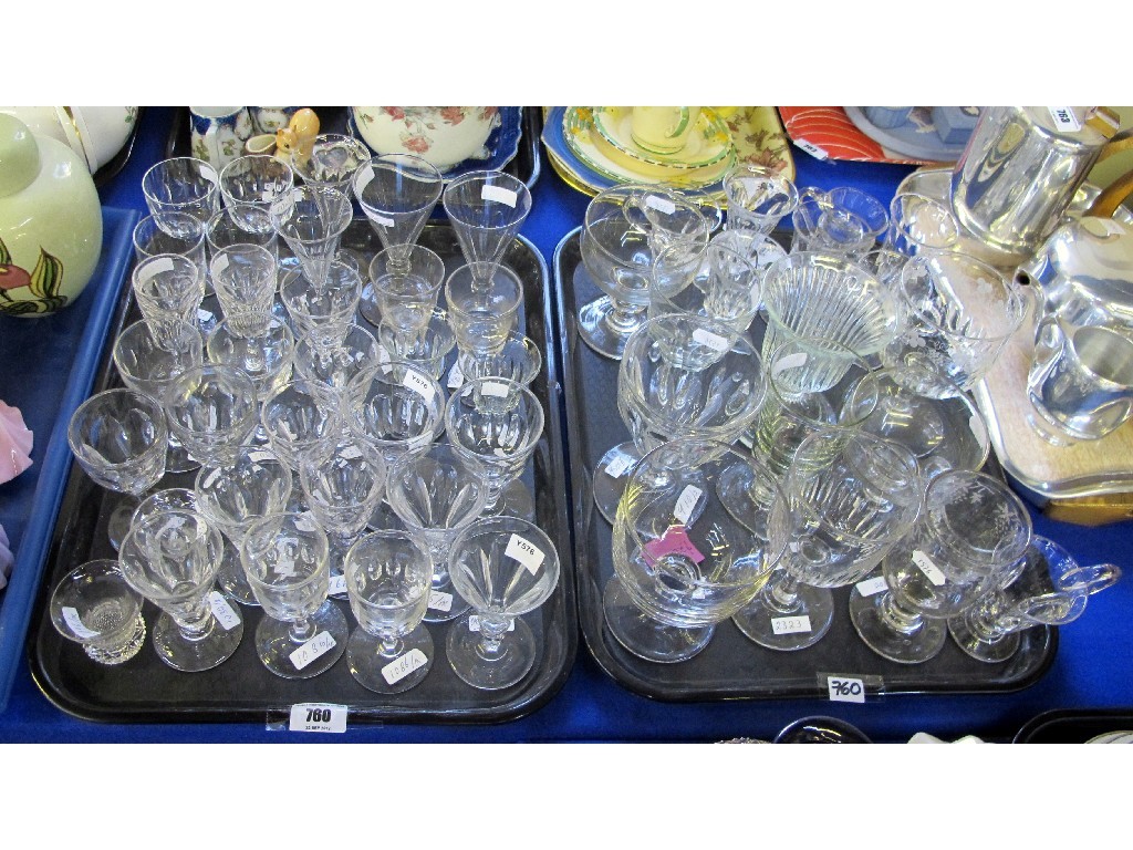 Appraisal: Two trays of Georgian and Victorian drinking glasses including rummers