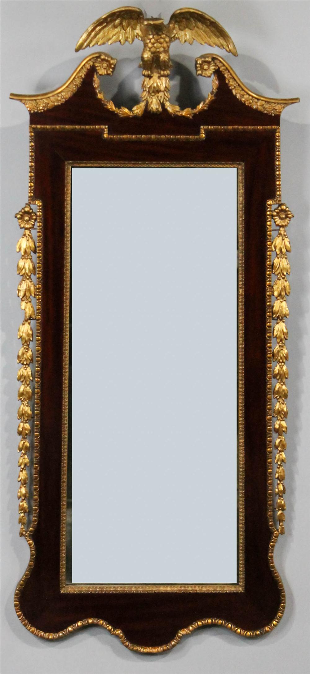 Appraisal: CHIPPENDALE STYLE GILT AND MAHOGANY MIRROR WITH EAGLE CREST the