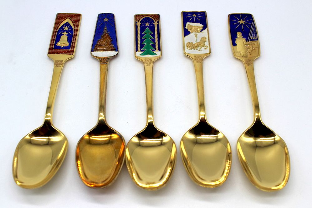 Appraisal: SILVER T H Marthinsen Assorted Grouping Spoons To include bags