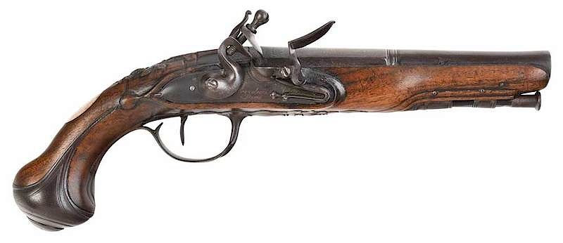 Appraisal: French Flintlock Pistol early th century tapered rounded - in