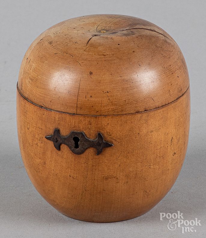 Appraisal: George III fruitwood apple tea caddy th c George III