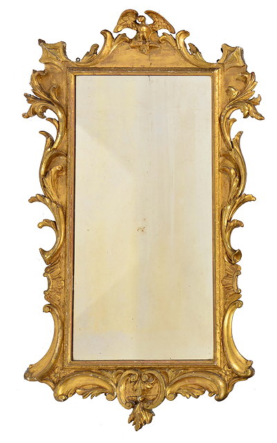 Appraisal: A GEORGIAN STYLE GILT FRAMED PIER GLASS with eagle crest