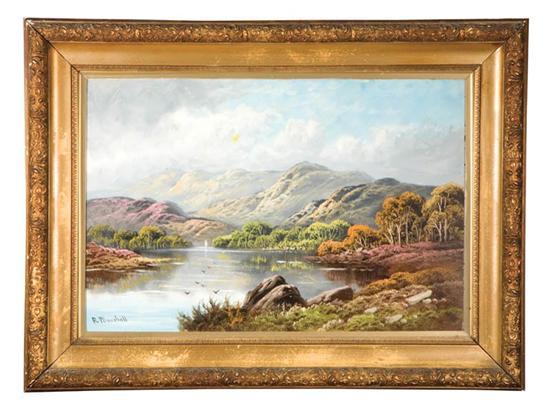 Appraisal: MOUNTAIN LANDSCAPE BY R MARSHALL LATE TH CENTURY Oil on