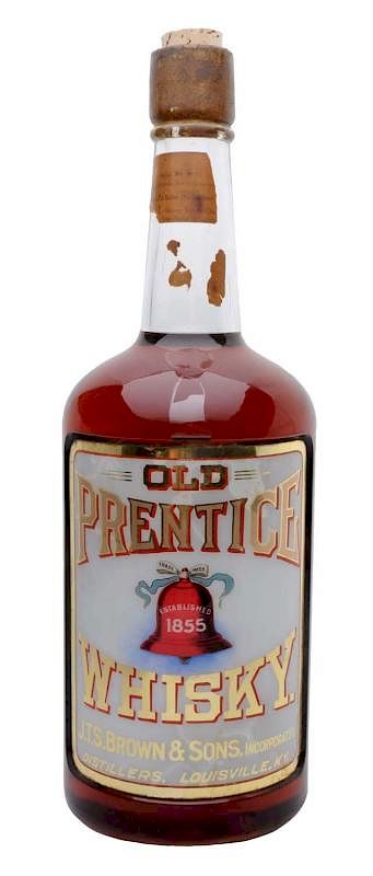 Appraisal: Old Prentice Whiskey Reverse On Glass Bottle Over-sized bottle with