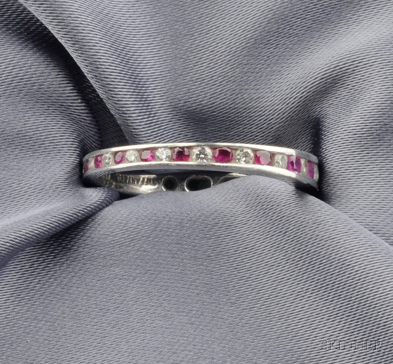 Appraisal: Platinum Ruby and Diamond Band Tiffany Co set with thirty-six