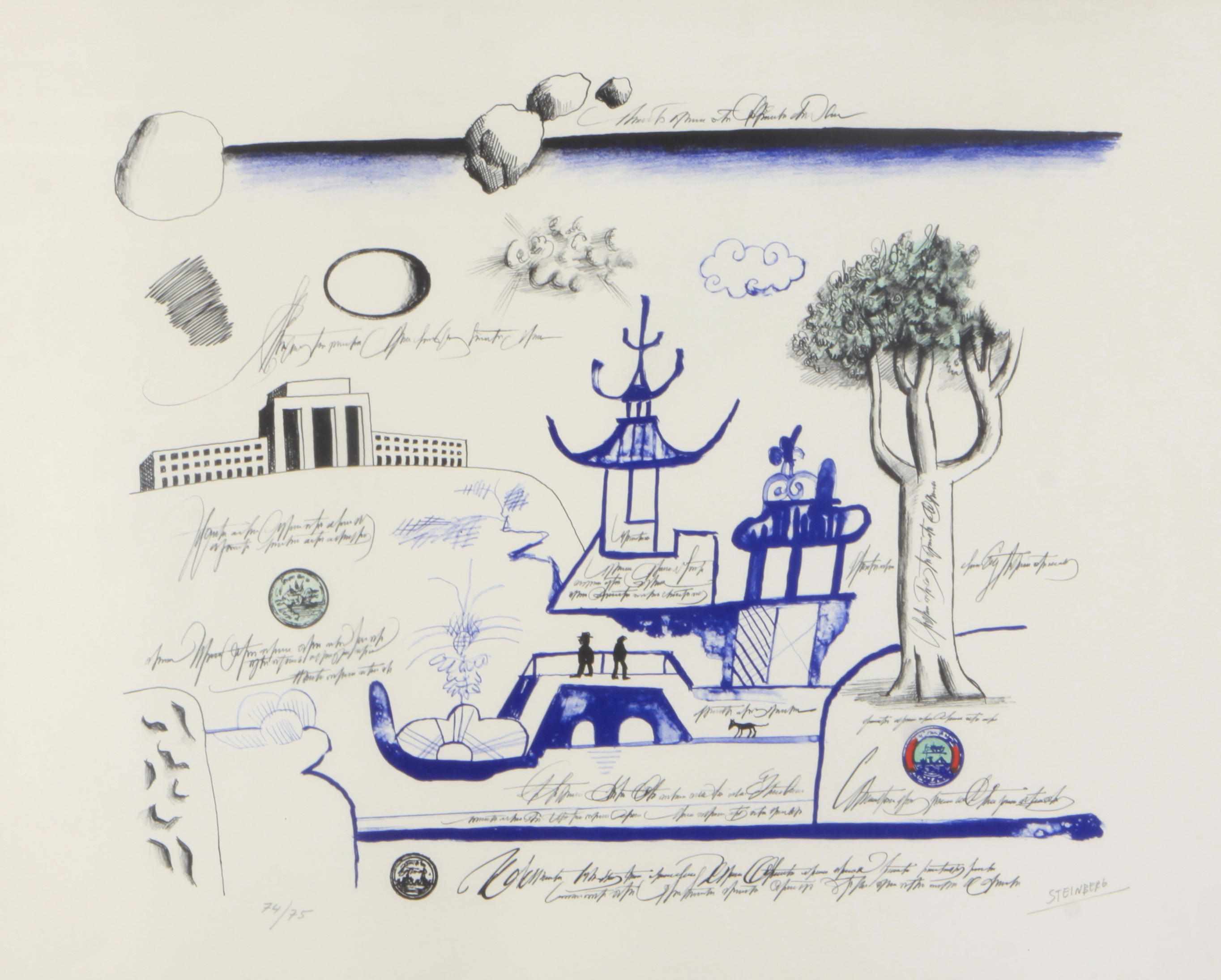 Appraisal: Property of various owners Saul Steinberg American - Blue Pagoda