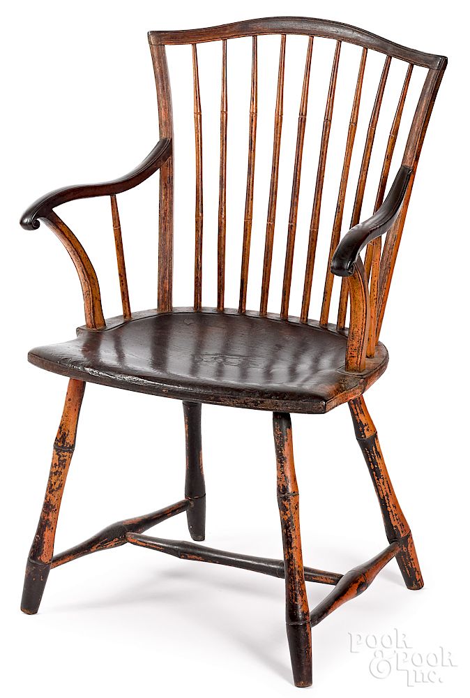 Appraisal: Pennsylvania rodback Windsor armchair Exclusive on Bidsquare Pennsylvania rodback Windsor