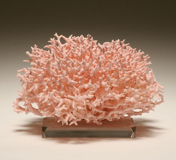 Appraisal: Large natural pink reef coral specimen mounted on lucite base