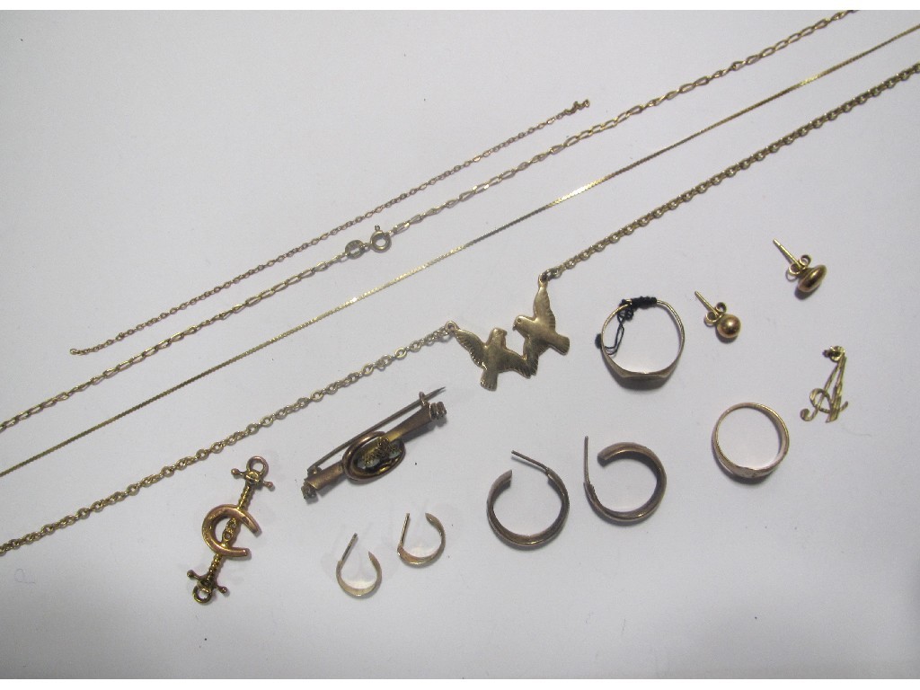 Appraisal: Lot of ct gold items to include earrings rings bar