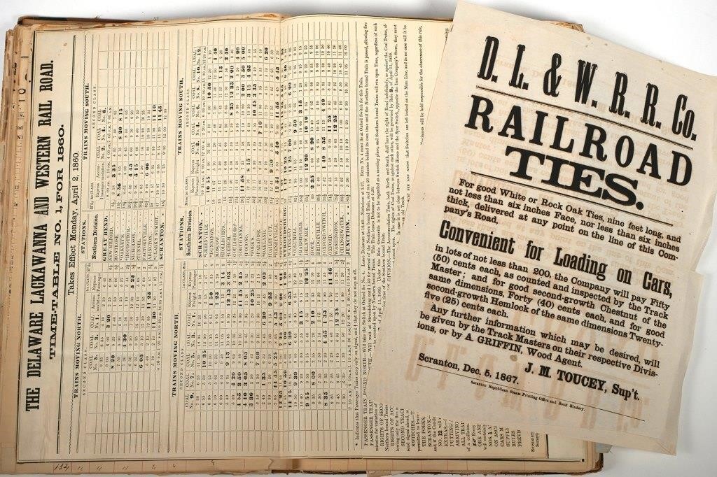 Appraisal: Rare conductor's logbook for The Delaware Lackawanna and Western Railroad