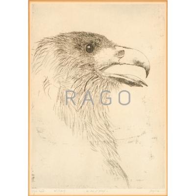 Appraisal: LEONARD BASKIN American - Four framed prints Etchings Eagle s