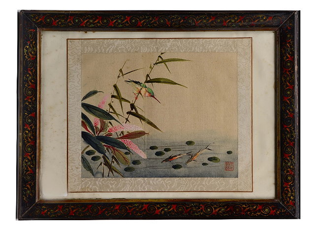 Appraisal: TH CENTURY CHINESE SCHOOLKingfisher at a river's edge watercolour with