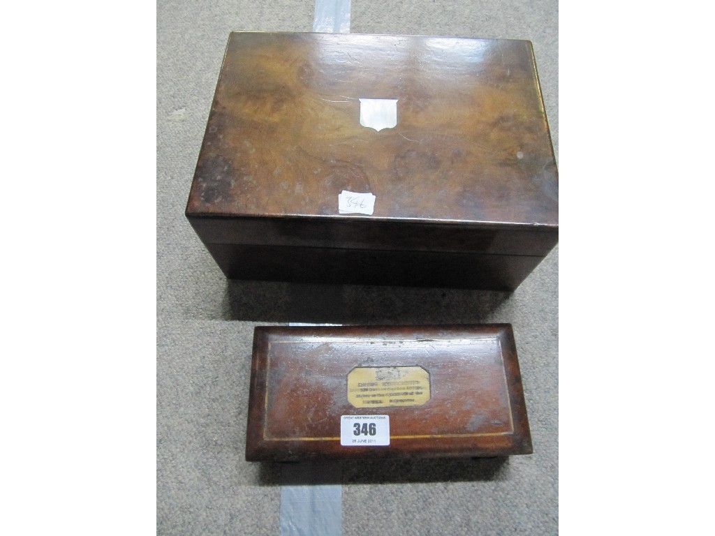 Appraisal: Lot comprising hydrometer and a walnut box