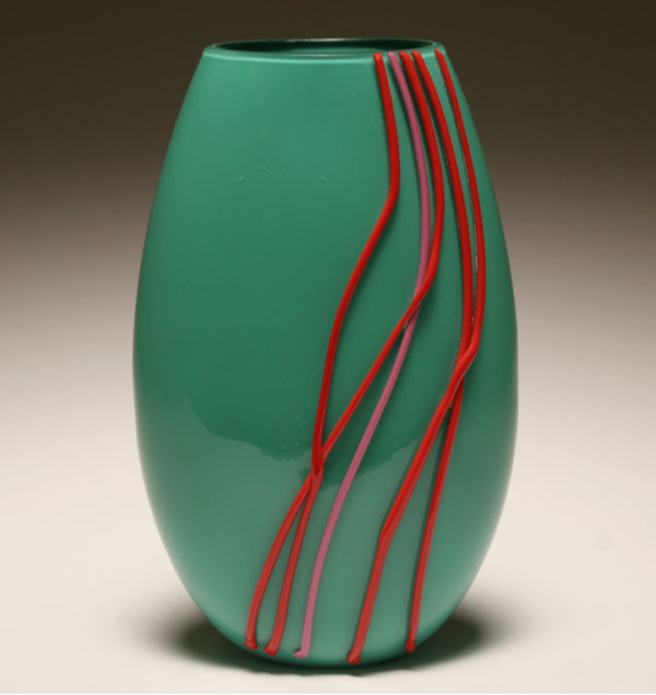 Appraisal: Venini Murano applied glass vase designed by Gianni Versace Green