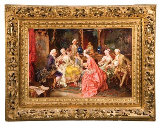 Appraisal: ITALIAN NOBLES READING BY L CAVALIERI ITALY TH CENTURY Oil