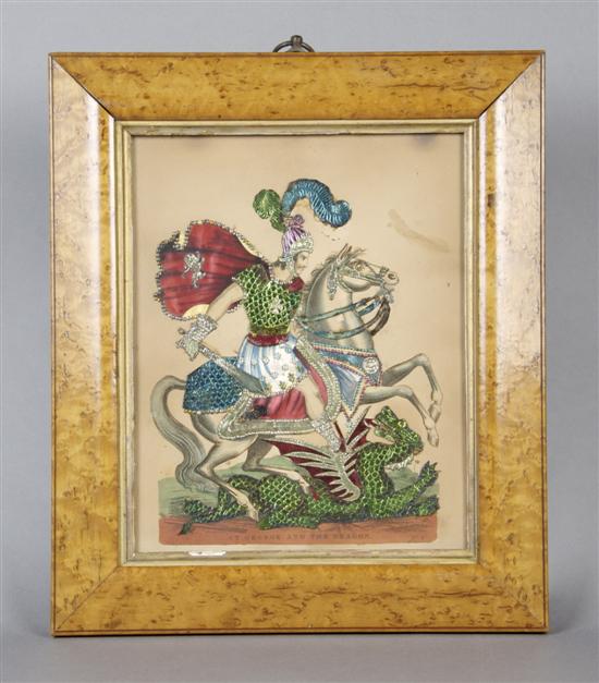 Appraisal: A Metallic Collage Depicting Saint George and the Dragon Height