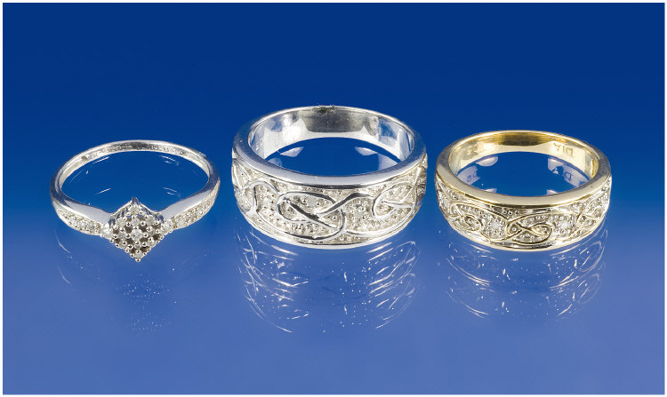 Appraisal: ct White Gold Diamond Dress Rings Broad Band With Scroll