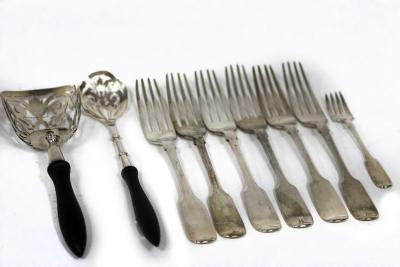 Appraisal: A set of six provincial silver fiddle pattern table forks