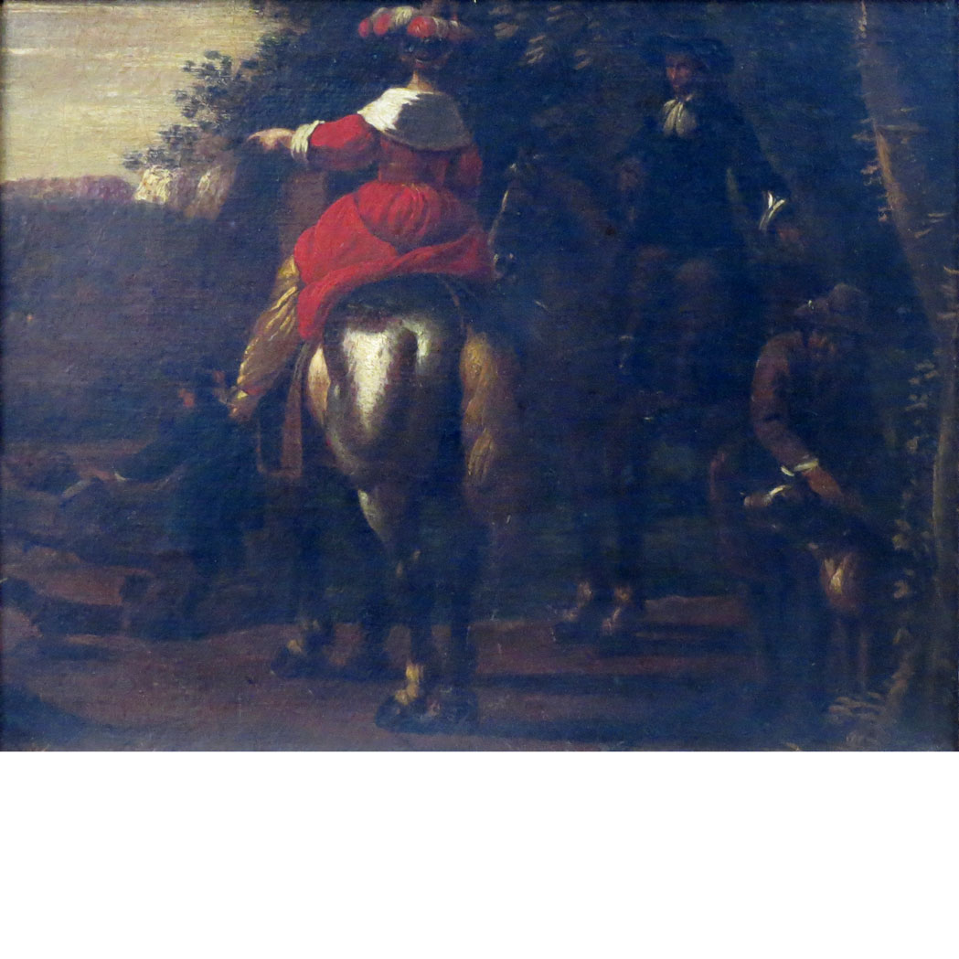 Appraisal: Dutch School th Century Travelers on Horseback Oil on canvas