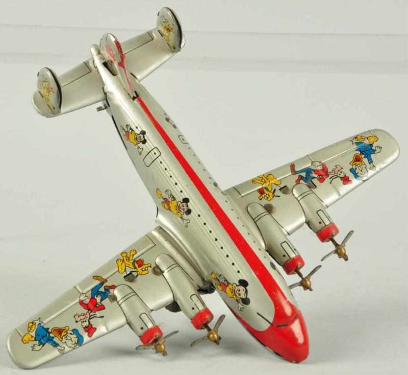 Appraisal: Tin Linemar Disney Mickey Airplane Wind-Up Toy Description Japanese Working