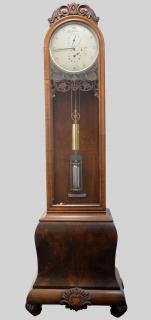 Appraisal: th century mahogany and glass cased long case regulator clock